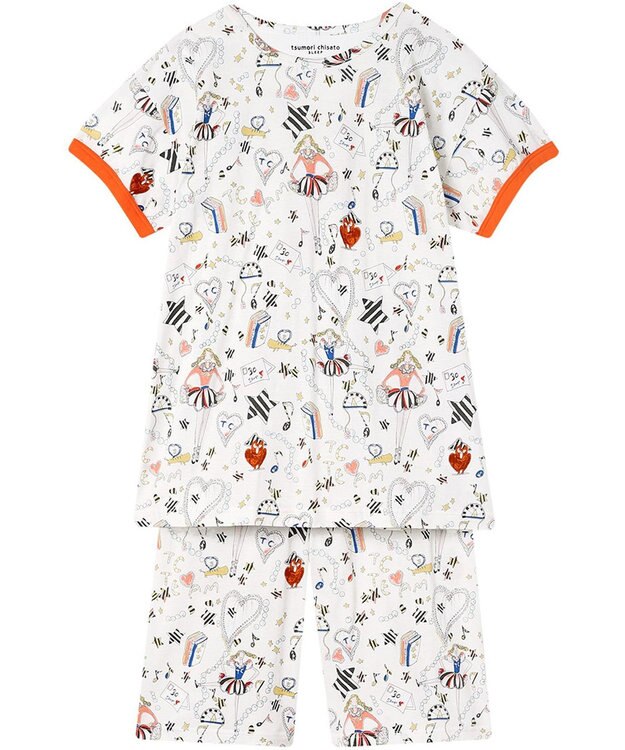 tsumori chisato SLEEP ツモリチサト パジャマ 綿100%(本体) 天竺素材 4分袖 6分丈 レディース UDT122 /ワコール アイボリー