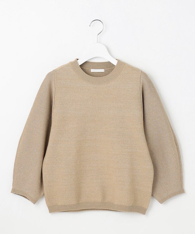 自由区 【洗える】シャイニーツイードプルオーバー ニット ベージュ