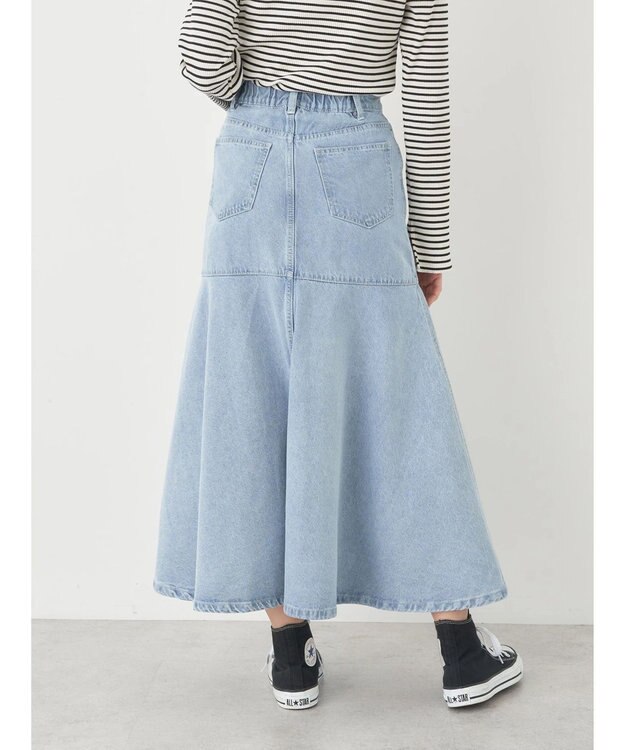 earth music&ecology ペプラムマーメイドデニムスカート Light Indigo