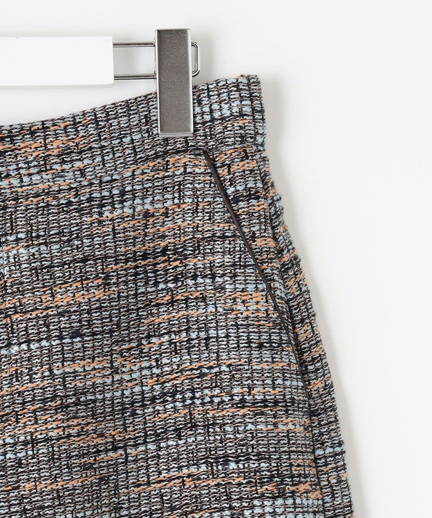 自由区 【洗える】エアリーツイードワイドクロップド パンツ グレイッシュミントミックス