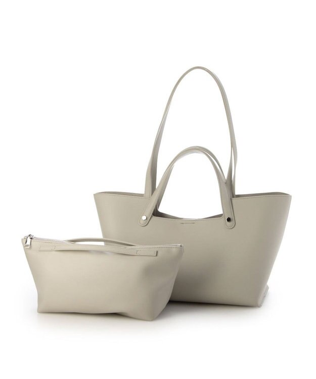 UNBILLION カシュカシュ cachecache / ポーチ付横長2ハンドルトート ライトグレー