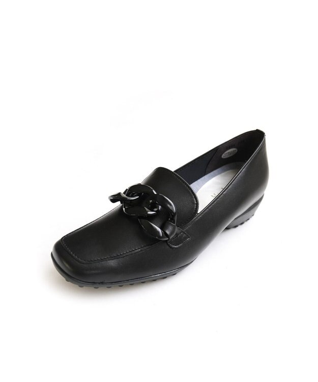 Pointer 【石岡真実さん着用】日本製 本革超軽量チェーンモチーフローファー ブラック