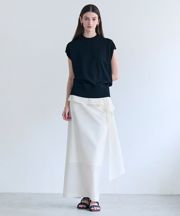 BEIGE， 【イージーケア・セットアップ対応】BATEAU / サイドディテール Iラインスカート Ecru