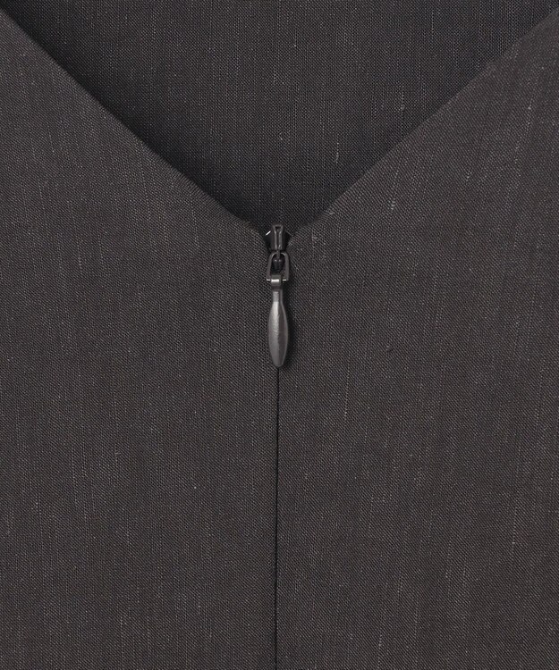 23区 【洗える】リネンレーヨンストレッチ  Iライン キャミソール ワンピース ダークブラウン系