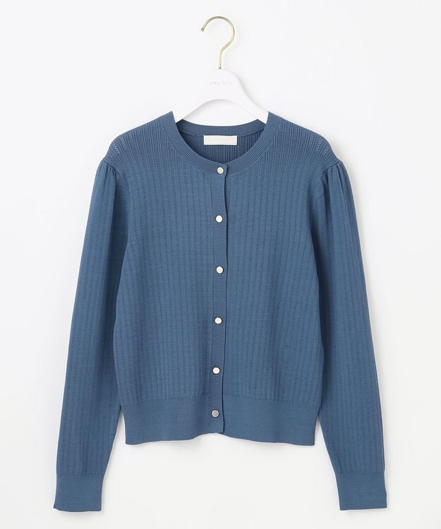 ANY SIS L 【洗える】レーシーディテール カーディガン ダークブルー