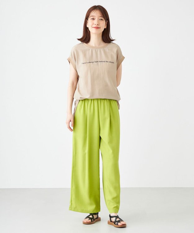 SHARE PARK LADIES ドライタッチリネンライクパンツ 黄緑系