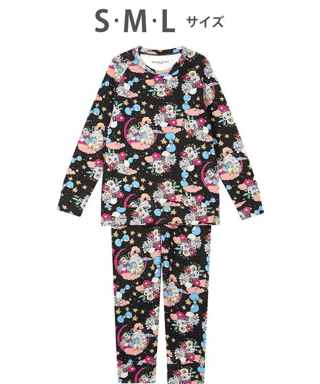 tsumori chisato SLEEP ツモリチサト パジャマ 綿100%(本体) あったか 長袖 長ズボン レディース UDW406 /ワコール ブラック