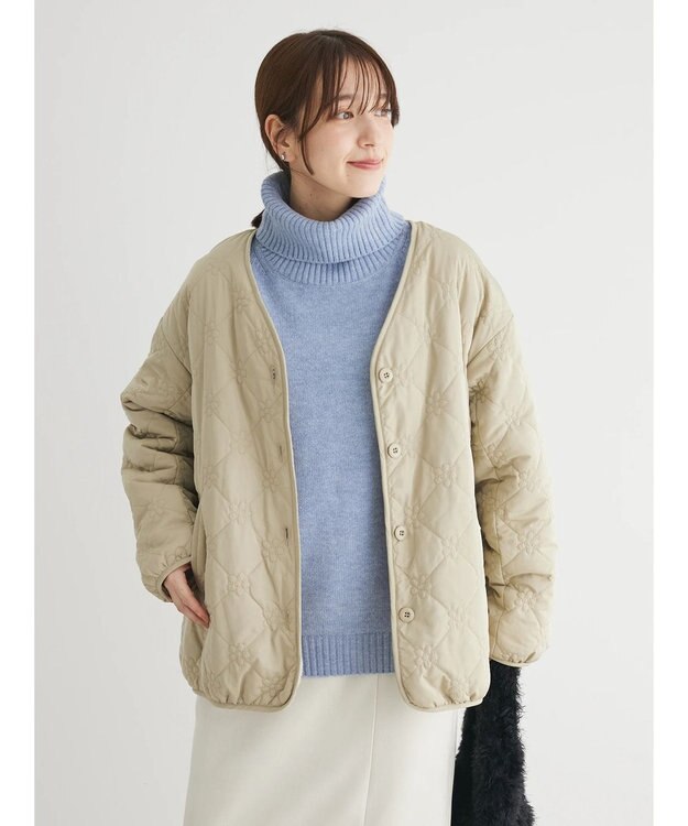 Green Parks ・ＳＵＧＡＲ　ＳＰＯＯＮ　２ｗａｙフラワーキルトブルゾン Light Khaki