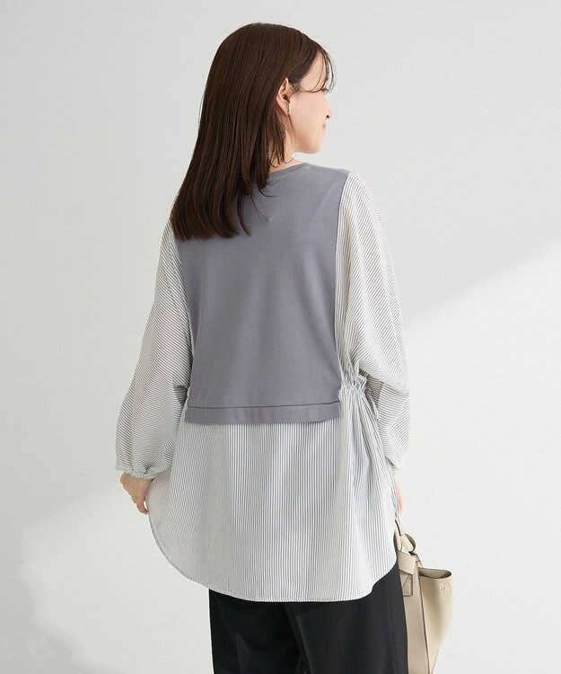 Green Parks 脇リボンドッキングチュニック Stripe Gray