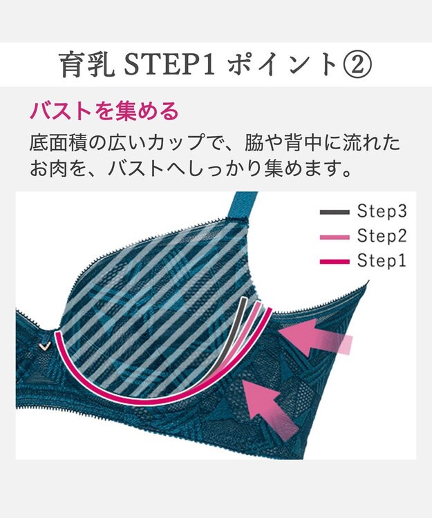 BRADELIS New York 【BRADELIS New York / 育乳補整ブラ・STEP1 集める】ウェンディバックスムーズステップ1ブラ25A1 補正 ブラジャー ティールブルー