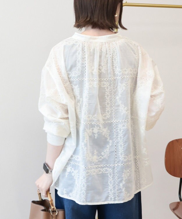 AMERICAN HOLIC スキッパーレースブラウス Off White