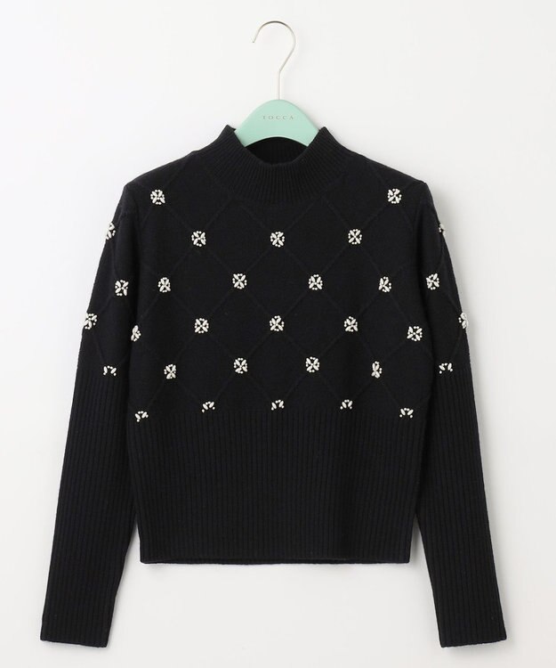 TOCCA 【洗える！】PEARL BOUQUET KNIT プルオーバー ブラック系