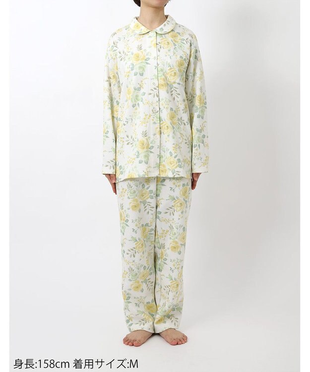 Wing パジャマ 長袖 長ズボン 綿混(本体) あったか レディース EP6016 ウイング／ワコール クリーム