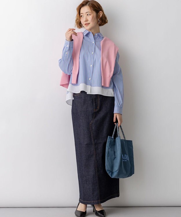 23区 L 【先行予約】コットンポリエステルストレッチ オーバーサイズ ニット ピンク系