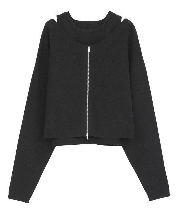 Green Parks SET2点Zipニットカーディガン+アメスリタンク Black