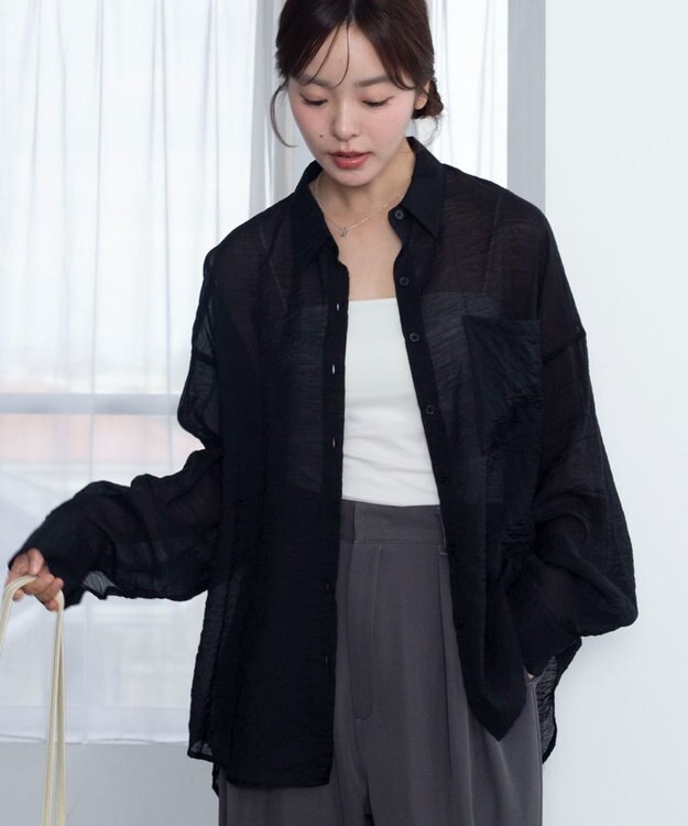 WEGO 【2026年春夏新作】シアーシャツ ブラック