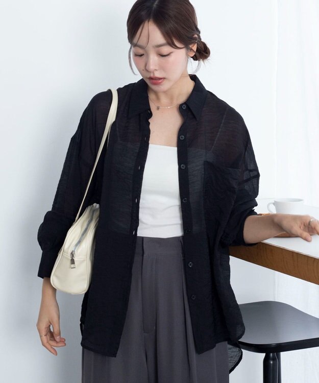 WEGO 【2026年春夏新作】シアーシャツ ブラック