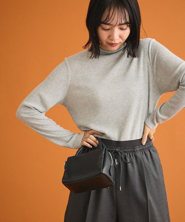 Green Parks ｉｎ　ラメリブハイネックプルオーバー Gray Mixture