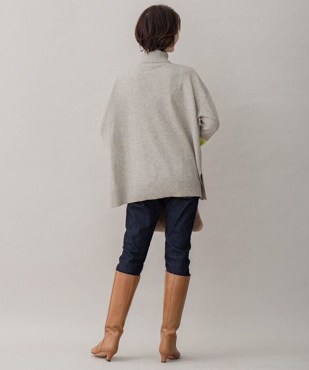 自由区 【洗える】セミウーステッドウール タートルネックニット ライトグレー系1