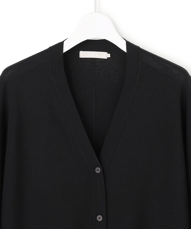 ICB L フライスリーブ Vネックカーディガン ブラック