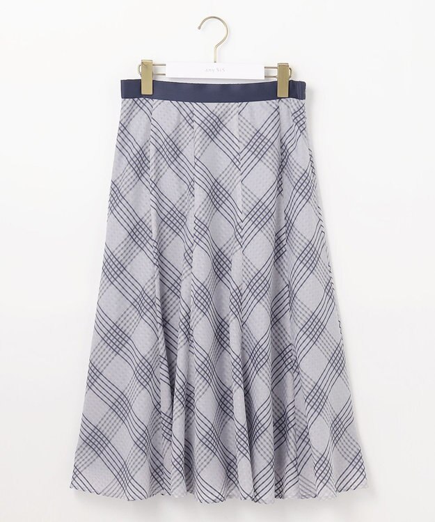 ANY SIS 【洗える】ツートーンシアーチェック スカート ラベンダーグレー系