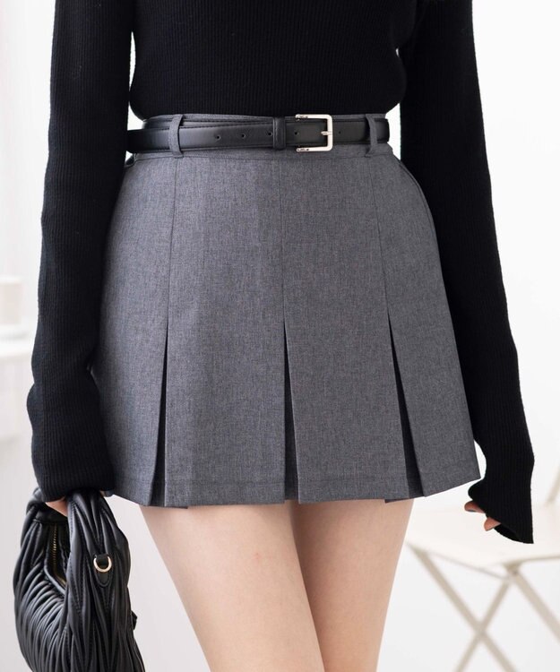 WEGO 【SCHOOLITEM】ベルト付ボックスプリーツスカパン