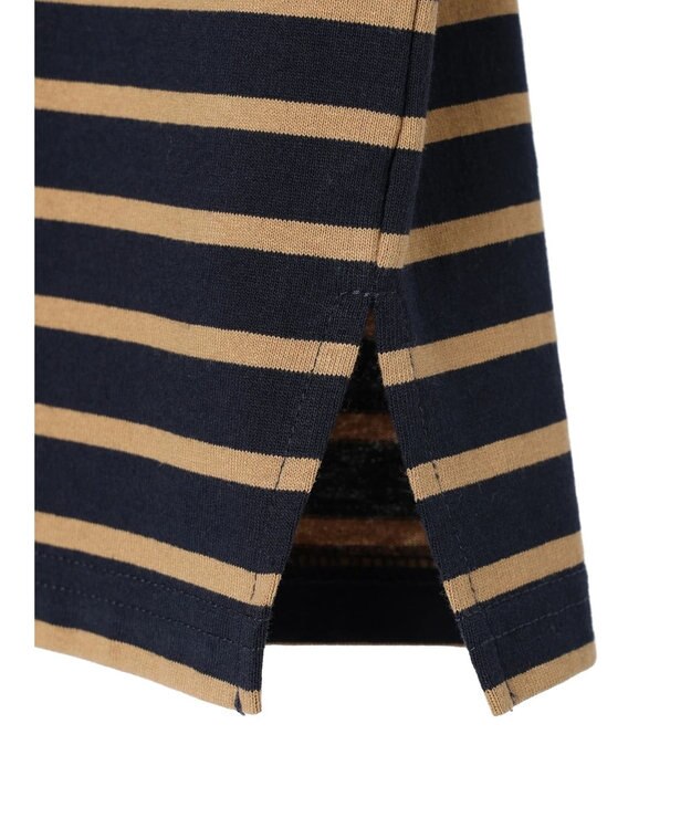 earth music&ecology スクエアボーダープルオーバー Navy