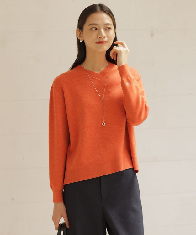 J.PRESS LADIES L 【洗える】FINE SWEAT ニット オレンジ系