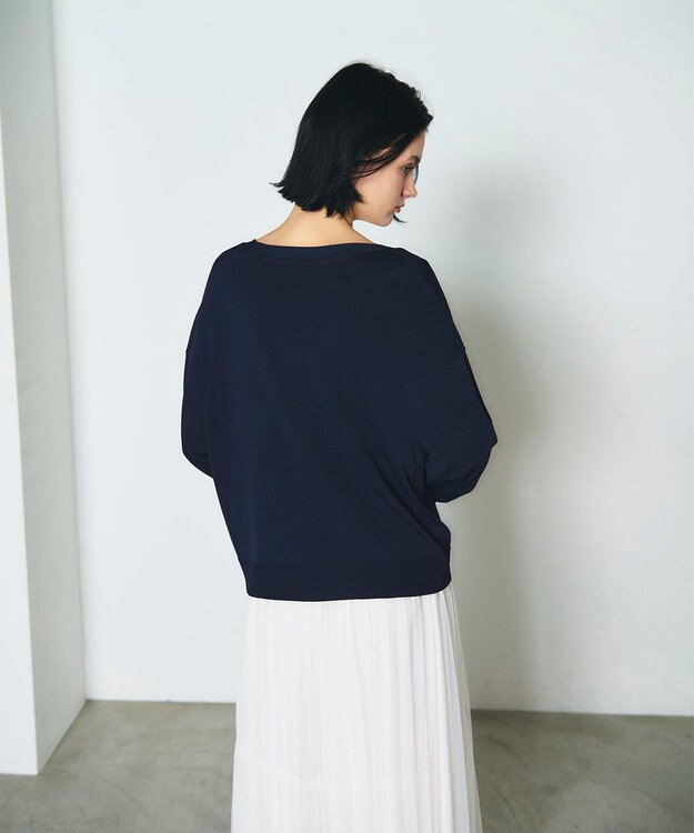GRACE CONTINENTAL ルーズVネックニットカーディガン ネイビー