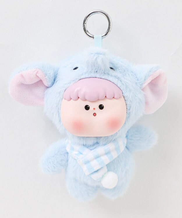 WEGO ぷっくりぽってりアニマルぬいぐるみキーホルダー ブルー