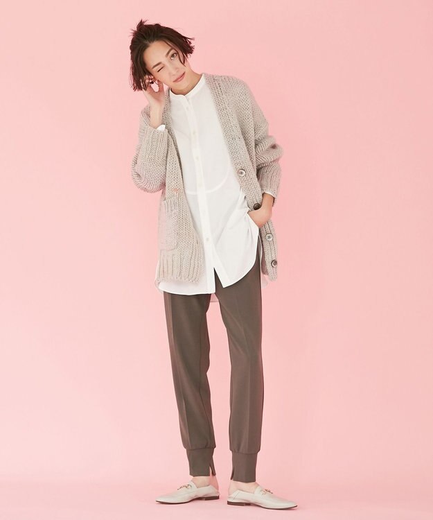 自由区 【Sサイズ有】ボタニカルダイ Vネックカーディガン ベージュ系1