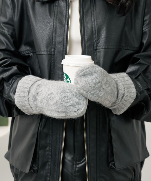 WEGO 【手袋】ケーブルミトングローブ グレー