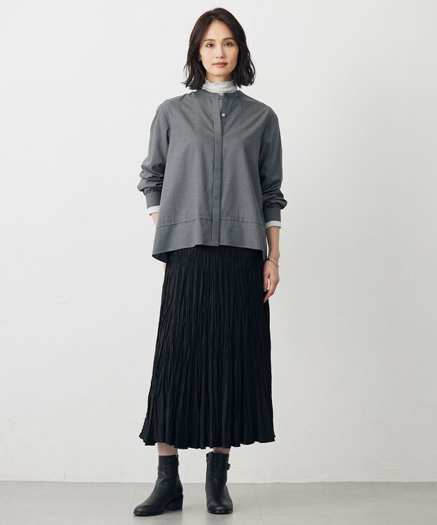 J.PRESS LADIES LIMBLESS50ツイル ブラウス チャコール系