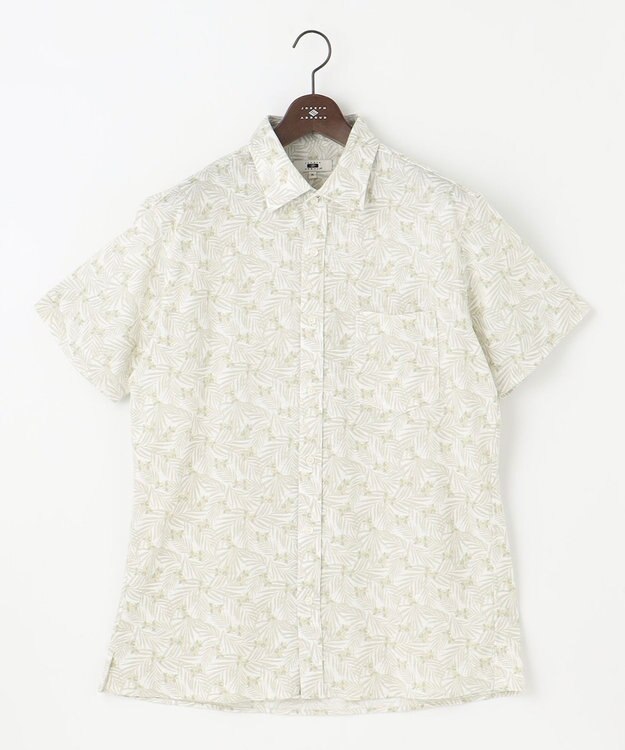 JOSEPH ABBOUD 【キングサイズ・リネン素材/清涼感/吸水速乾】リネンハニカムプリント 半袖 シャツ ホワイト系6