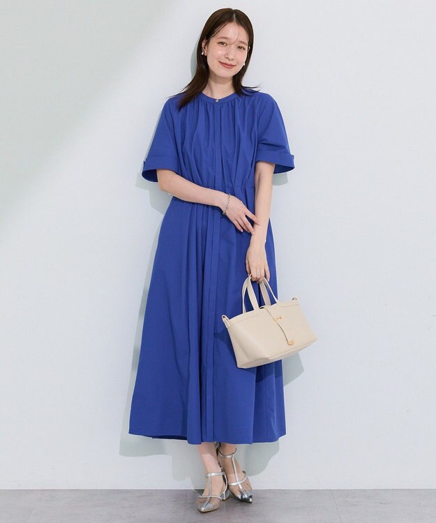 Green Parks サマ見えタックギャザーワンピース Blue