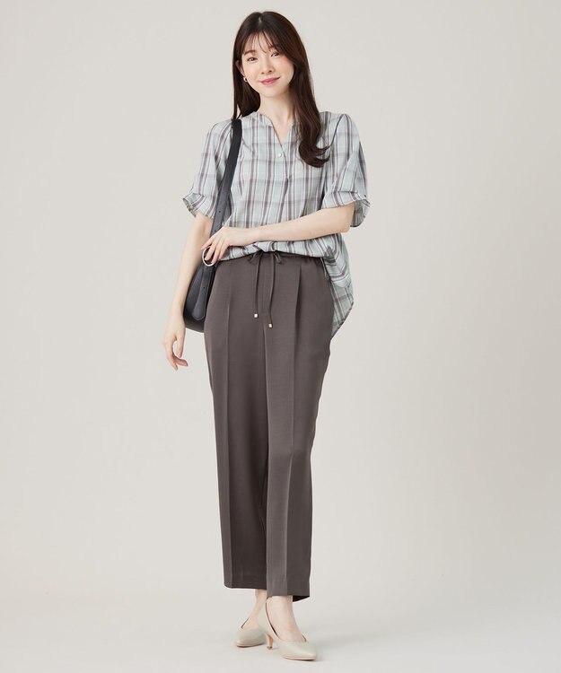 ANY SIS 【洗える】サテンドロストイージー パンツ スレート