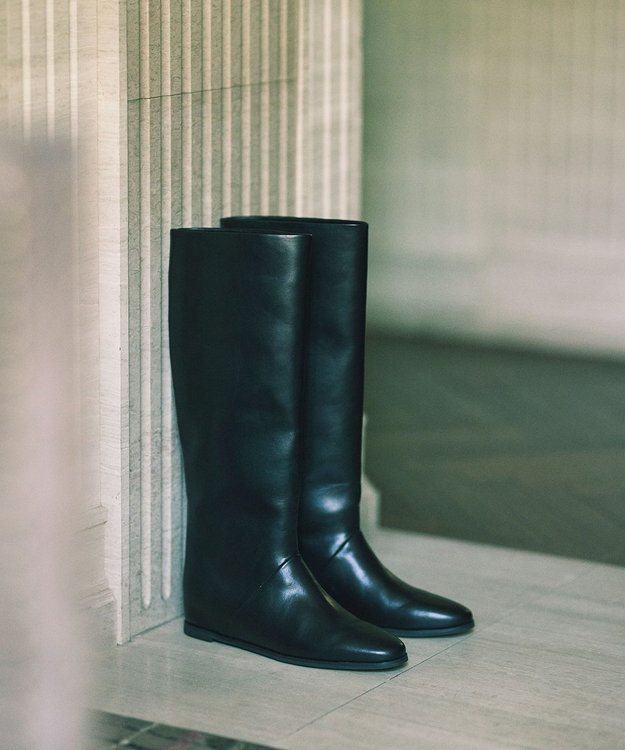 自由区 【SHIHOさん着用】ストレートインヒールロング ブーツ ブラック