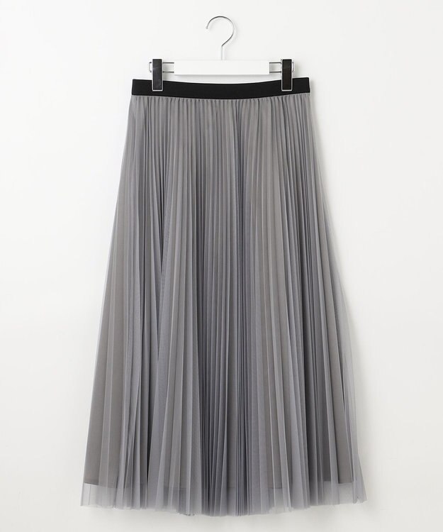 J.PRESS LADIES L 【WEB限定カラーあり・洗える】ハイゲージチュール プリーツ スカート ライトグレー系