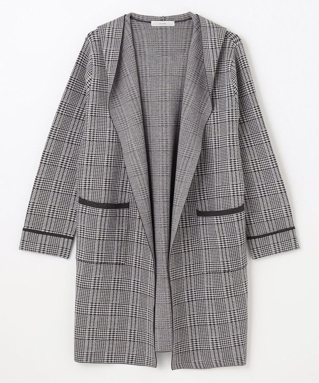 ANY 【洗濯機可】フーディーコーディガン チャコール×グレーグレンチェック