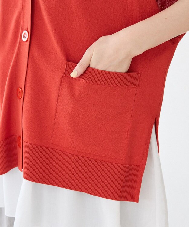 Green Parks フレンチスリーブカーディガン Red