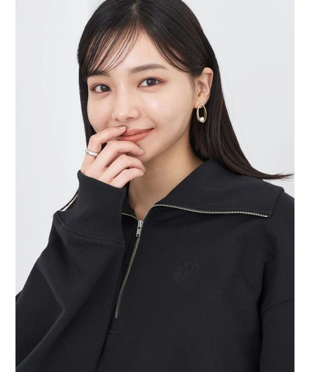 earth music&ecology ハーフＺＩＰスウェット Black