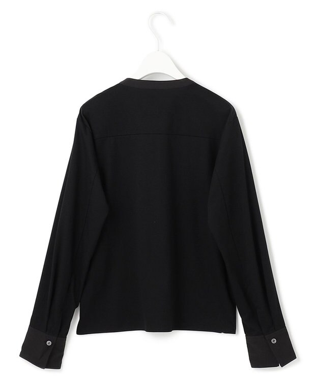 ICB 【洗える】 コンビネーションジャージー ヘンリーネックカットソー ブラック系