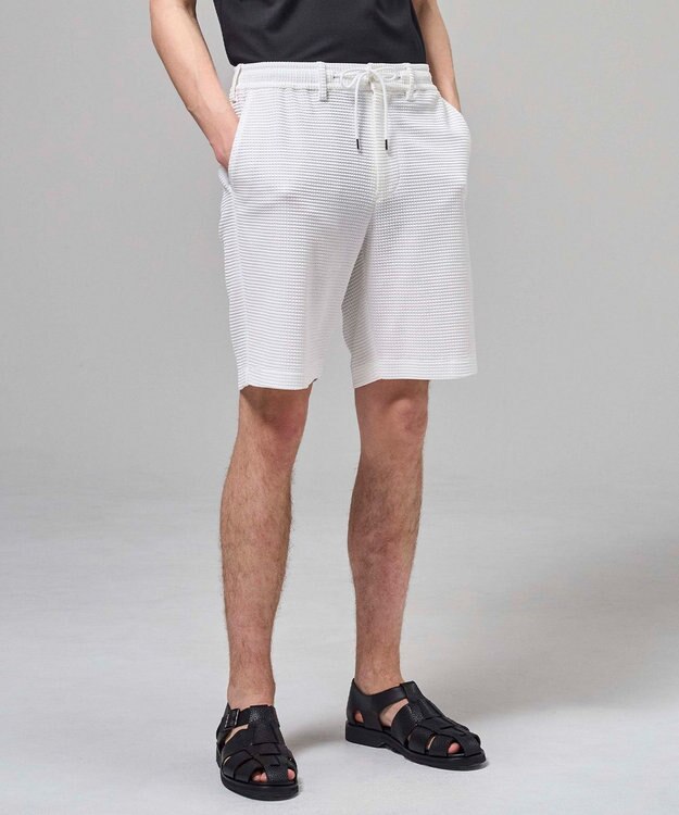 JOSEPH HOMME 【オリジナル素材】 ライトタックジャージー ドロスト付ショートパンツ / BERMUDA ホワイト系