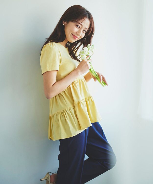 Feroux 【UVケア】ティアードチュニック Tシャツ ライトイエロー系