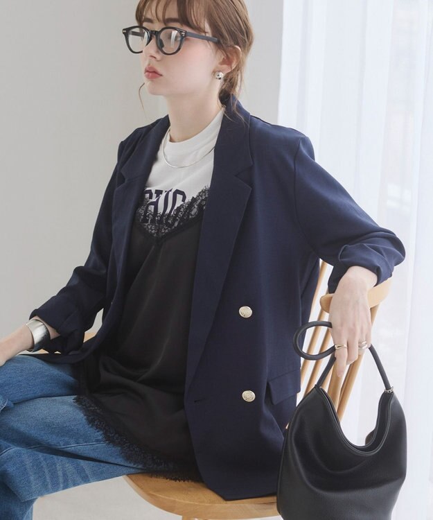 WEGO 【ANGIE VINTAGE】リネンライクジャケット ネイビー