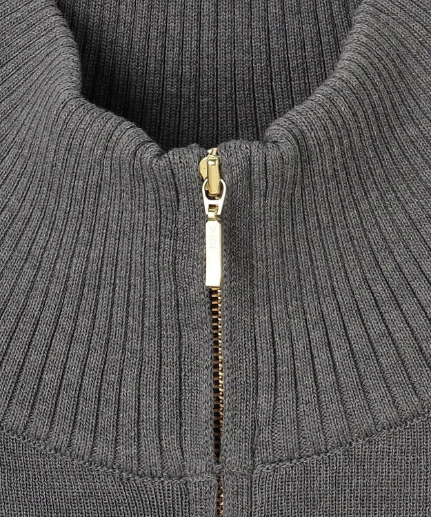 ANY L スウェットライクハーフジップニット グレー