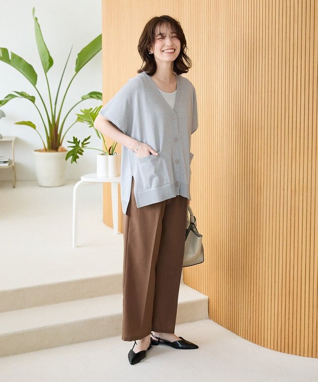 Green Parks フレンチスリーブカーディガン Gray Mixture