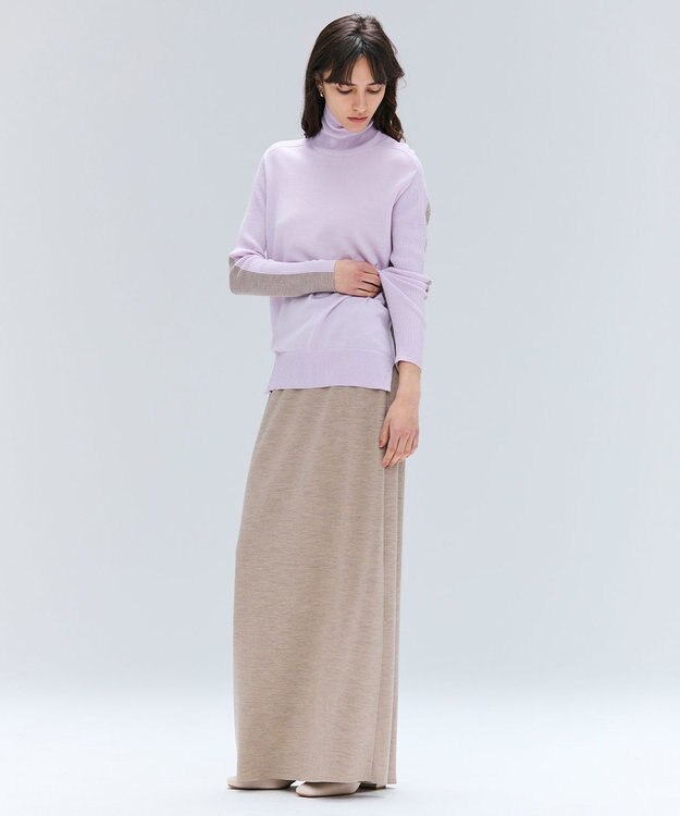 BEIGE， 【洗える・VERY NaVY12月号掲載】LA MONNAIE / バイカラーウールタートルニット Lilac × Taupe