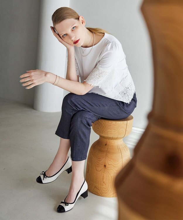 TOCCA 【大人百花掲載・晴雨兼用・抗菌防臭・防水】RIBBON BALLET RAINPUMPS バレエ レインパンプス アイボリー系