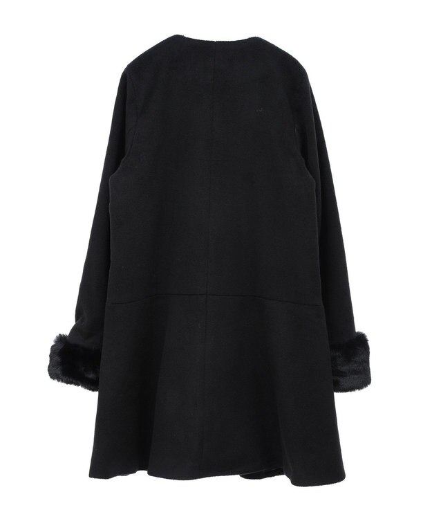 earth music&ecology ファーカフスノーカラーコート ブラック